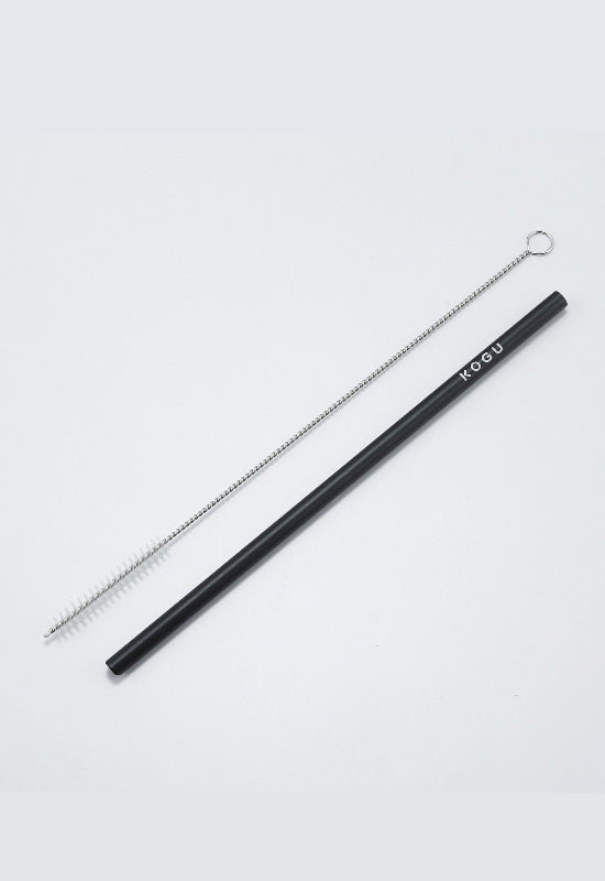 KOGU BLACK ALUMINUM STRAW WITH BRUSH (7mm)