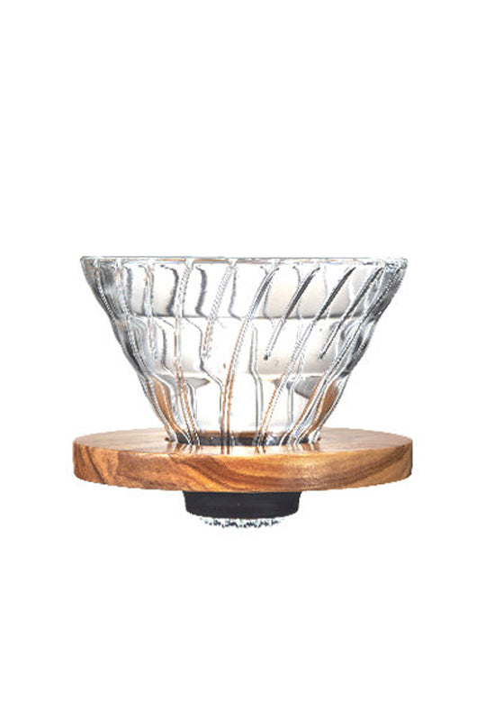 HARIO V60 Glass Dripper 02 Olive Wood VDGR-02-OV